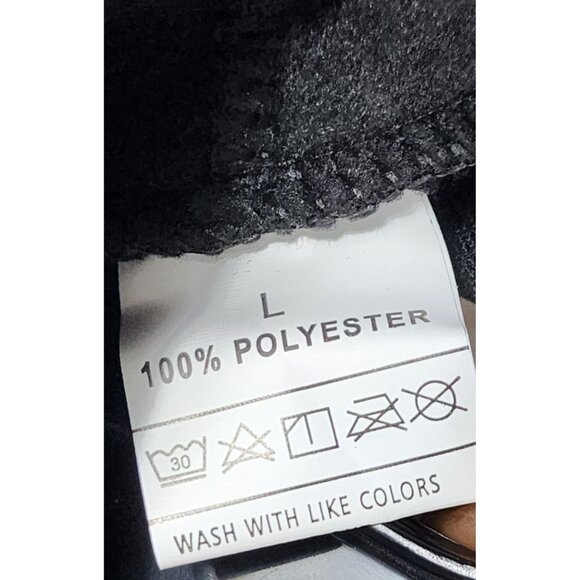 Solid Black 100% Polyester Long Sleeve Hooded Sweatshirt with Drawstring - Picture 10 of 10